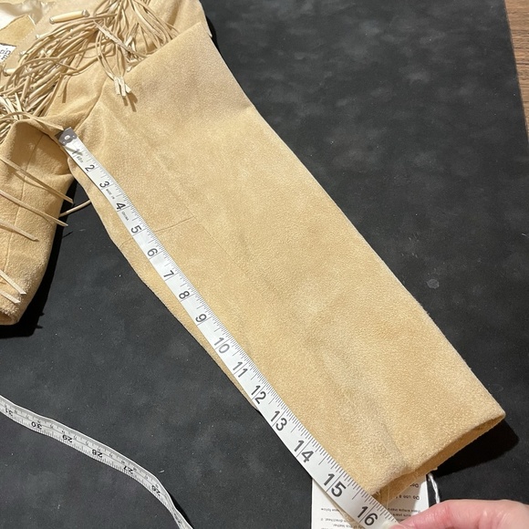 Vintage Continental Leather Fringe Suede Jacket Open Front Western Womens - Picture 8 of 12